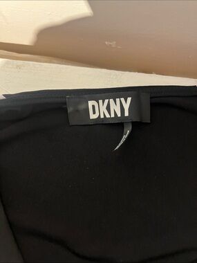 DKNY Black Crewneck Top with Logo Tag